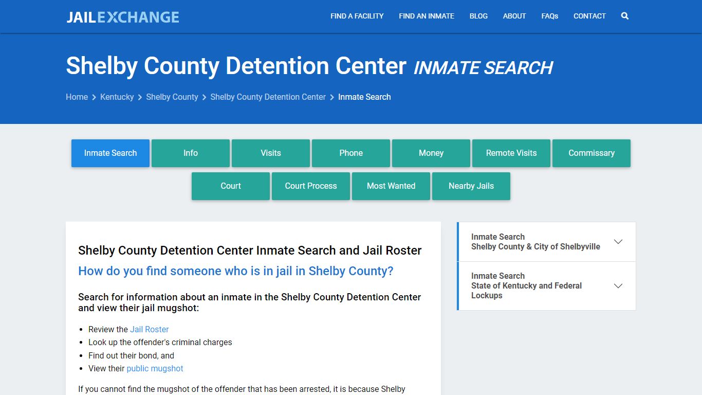 Shelby County Detention Center Inmate Search - Jail Exchange