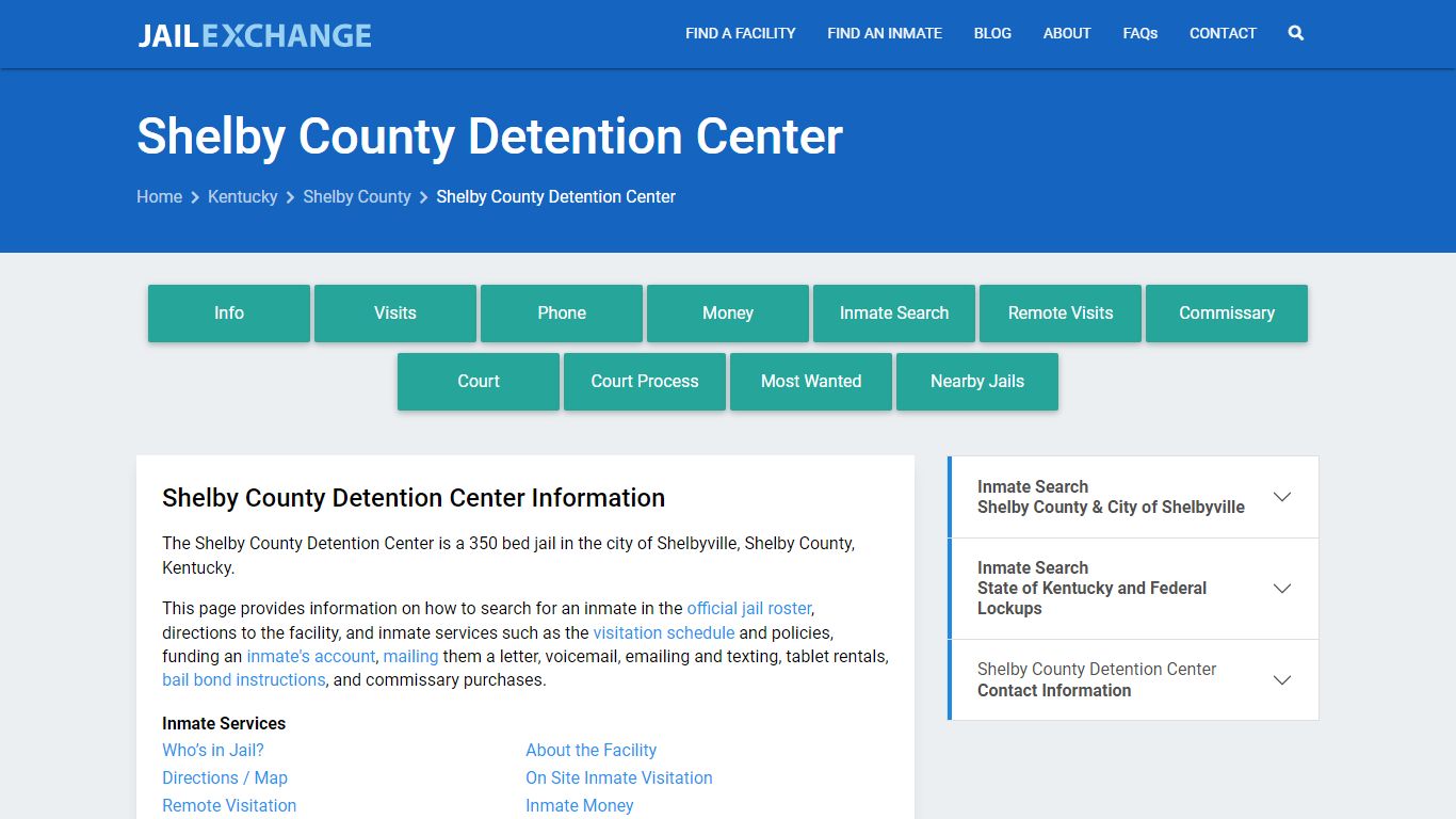 Shelby County Detention Center, KY Inmate Search, Information